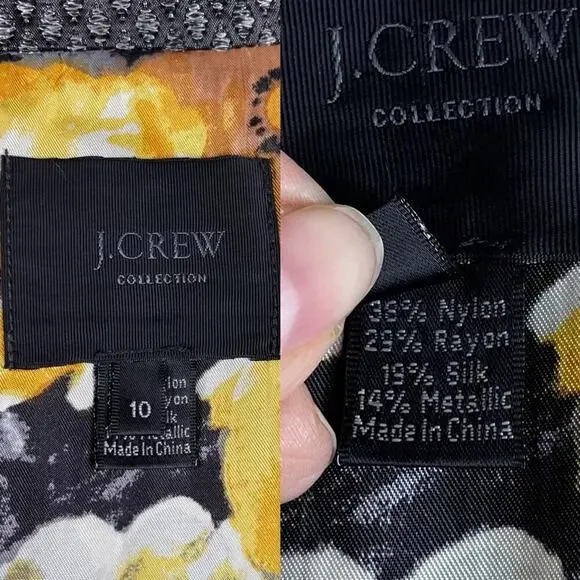 J. Crew Collection Stormy Tweed Lille Silk Overcoat Jacket Gunmetal Gray Size 10 - Picture 14 of 15